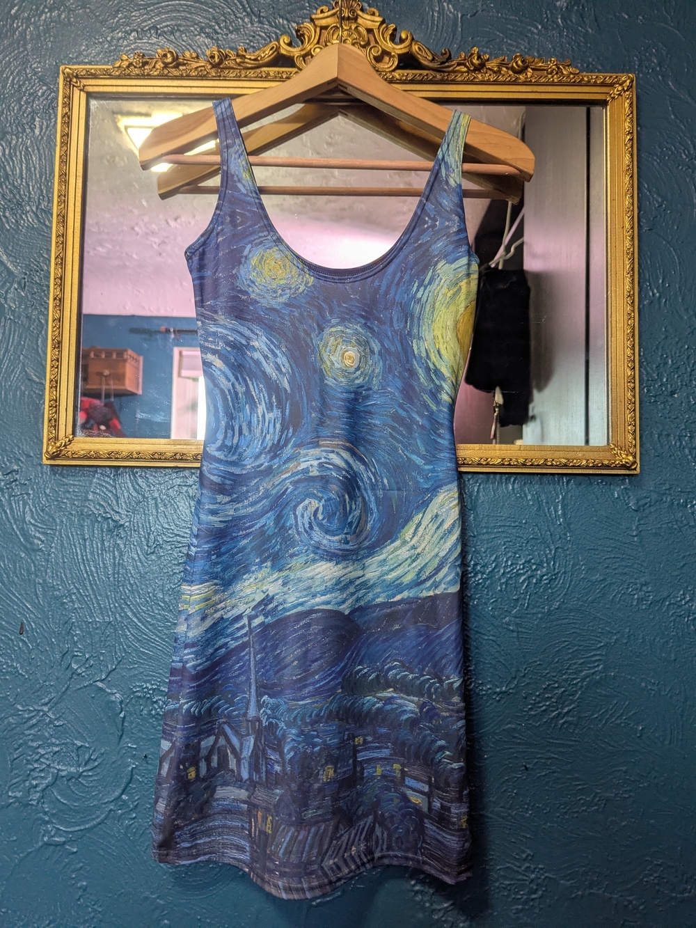 Blackmilk Blue Starry Night Print Bodycon Tank Dress Van Gogh